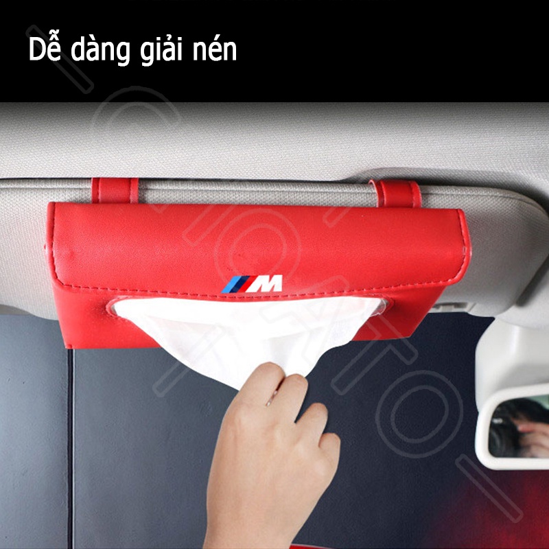 GTIOATO Cho BMW M Hộp Đựng Khăn Giấy Ô Tô Tấm Che Nắng Ô Tô Da HộP ĐựNg GiấY TrêN Xe Ô Tô HộP ĐựNg GiấY ĂN TrêN Ô Tô Hộp Khăn Giấy Ô Tô Trang Trí NộI ThấT Ô Tô Cho BMW X4 E46 E90 F30 F10 1 X2 8 118I 320i M4 E60 218i X5 M3 318i X7