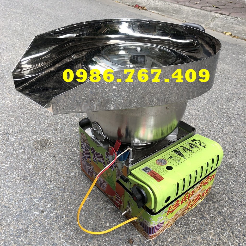 Máy nổ bắp rang bơ gas 2 van dùng được cả bình mini và bình lớn