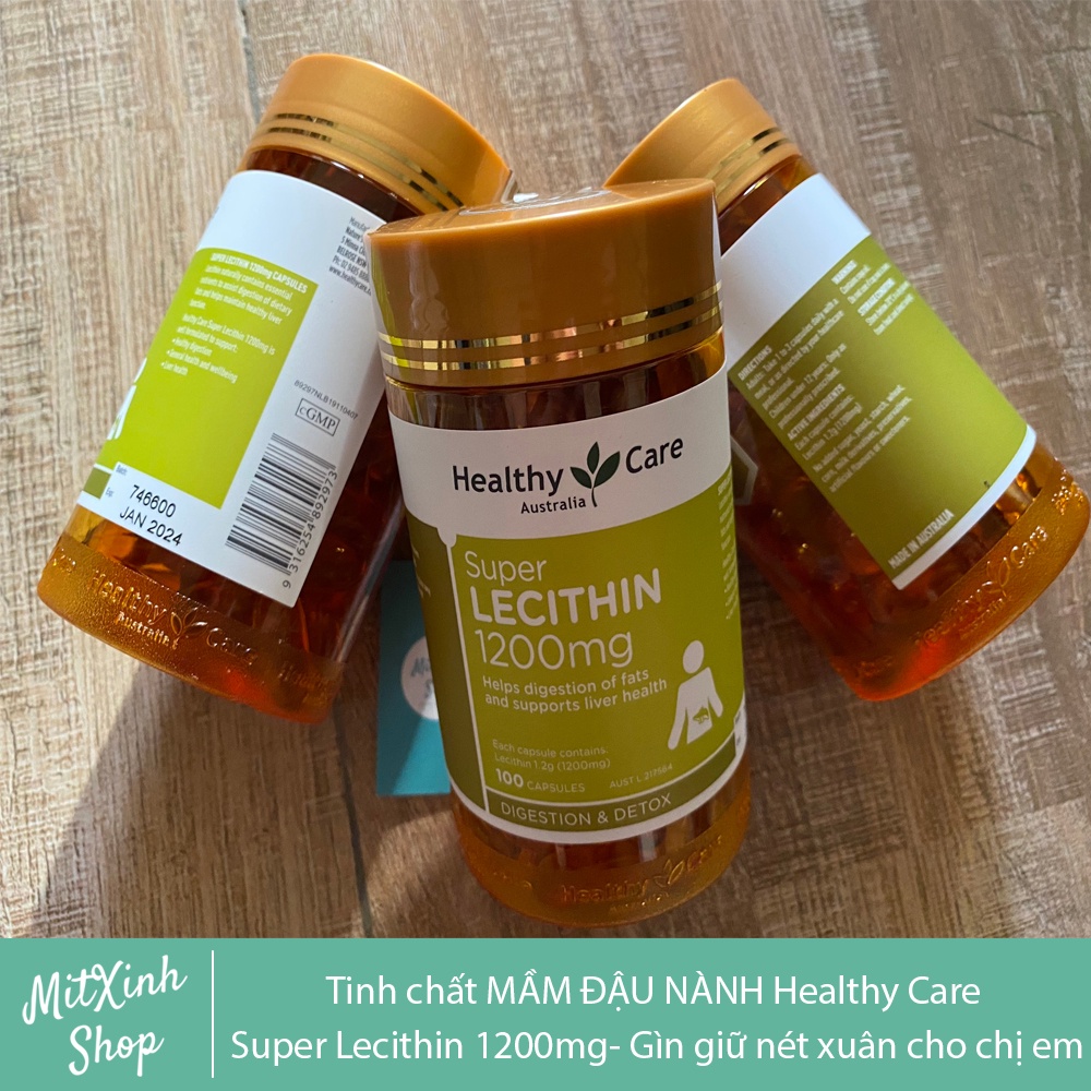 [MẪU MỚI] Mầm đậu nành healthy care super lecithin 1200mg tốt cho sinh lý nữ, mầm healthy care