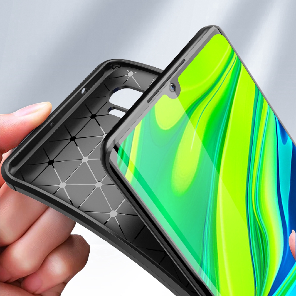 Ốp điện thoại silicone mềm phối họa tiết carcon cho Xiaomi Redmi Note 10 Mi CC9