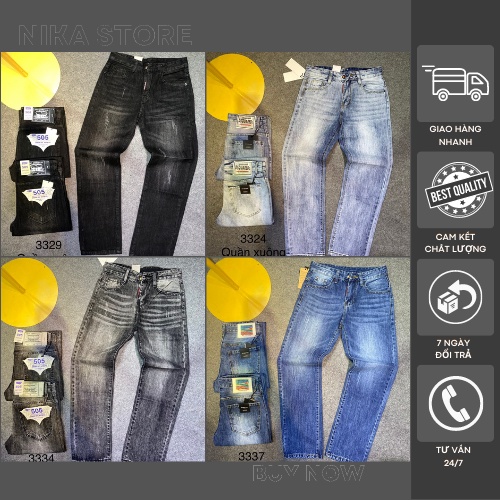 Quần Bò Xuông Nam Cao Cấp, Quần Jeans Nam Ống Đứng, Ống Rộng Không Phai Màu Co Dãn 4 Chiều NIKA_STORE
