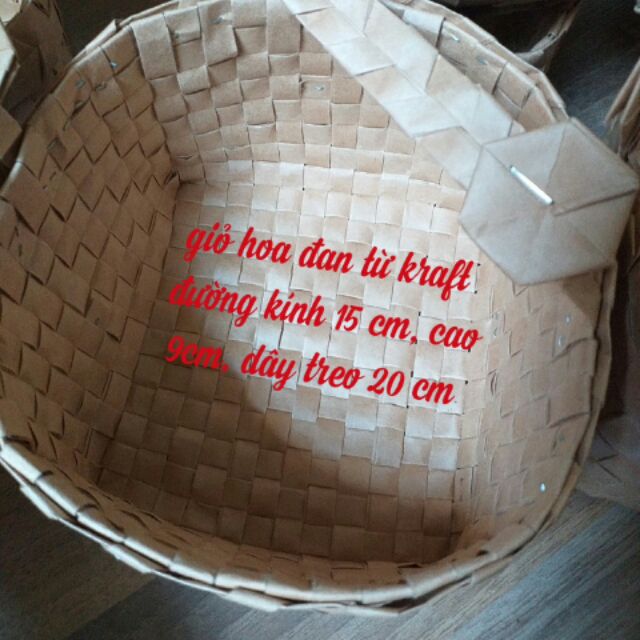 Giỏ hoa đan từ giấy Kraft Nhật dai 35k