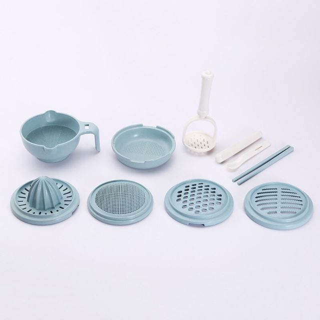 Bộ dụng cụ chế biến ăn dặm kiểu Nhật 10 món chất liệu bột kiều mạch an toàn chi bé