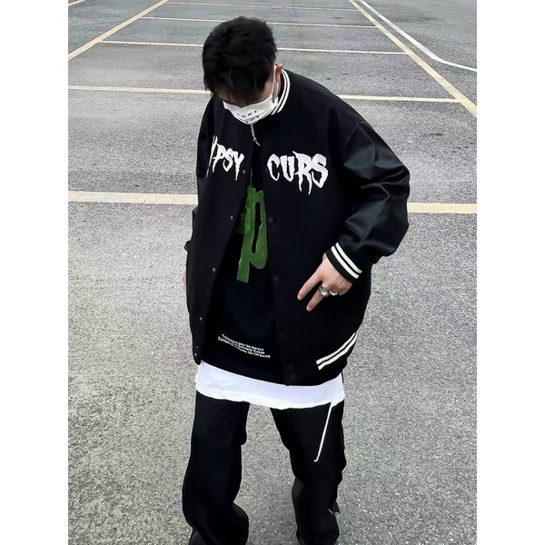 ÁO BOMBER KAKI PHỐI TAY DA UNISEX NAM NỮ (hình chụp thật) - HÀNG MỚI VỀ