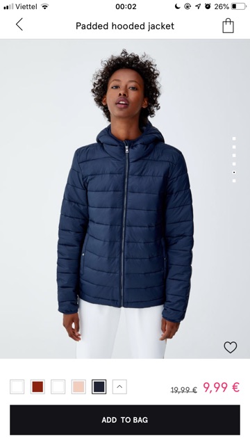Áo phao mỏng Pull and Bear chính hãng