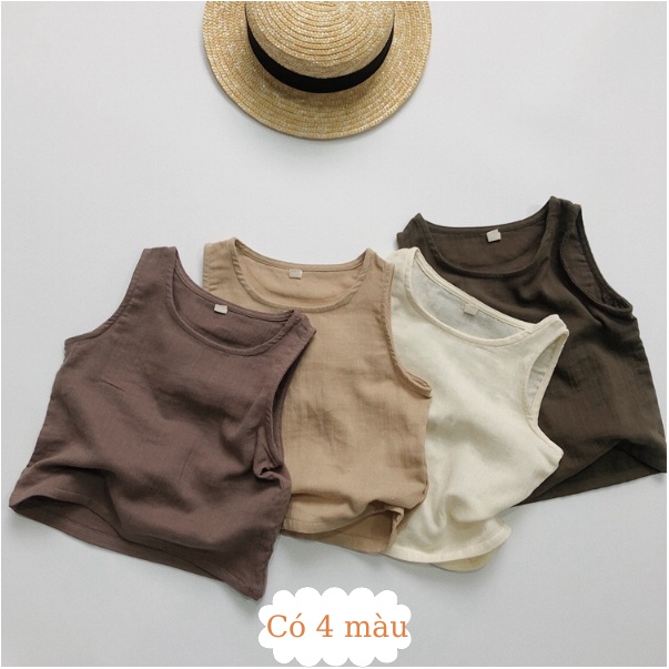 Áo Ba Lỗ Linen đơn màu phong cách Hàn Quốc cho bé A921
