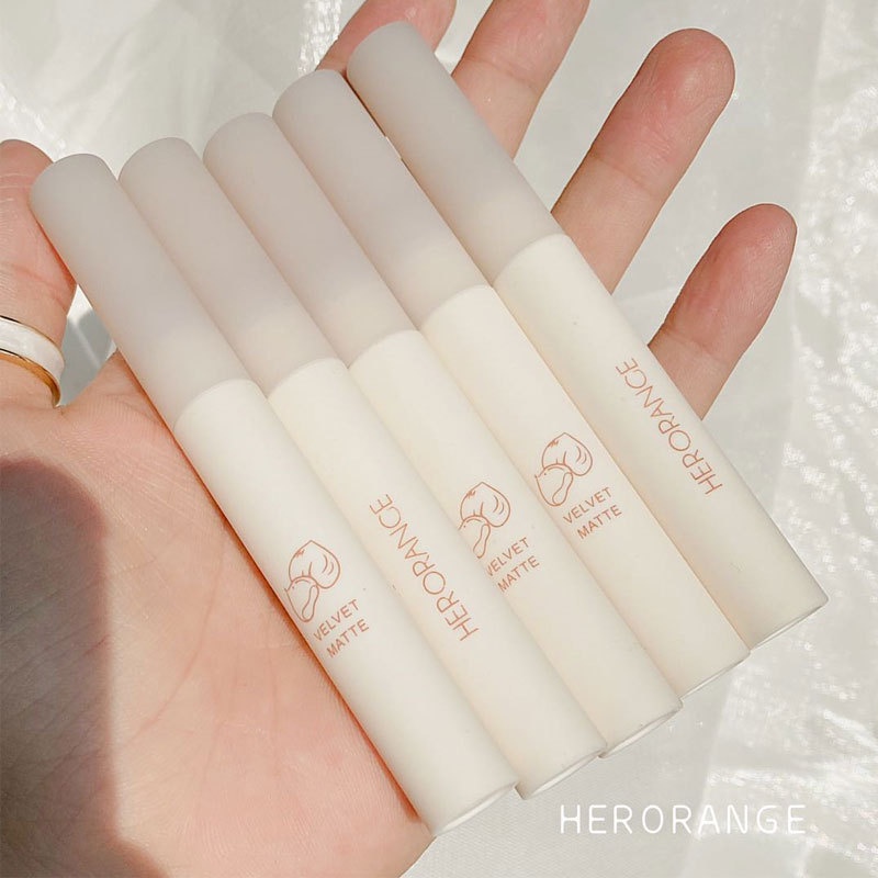 Son Kem Hạt Dẻ HERORANGE Bùn Nhung Matte Lip Glaze - Nội Địa Trung