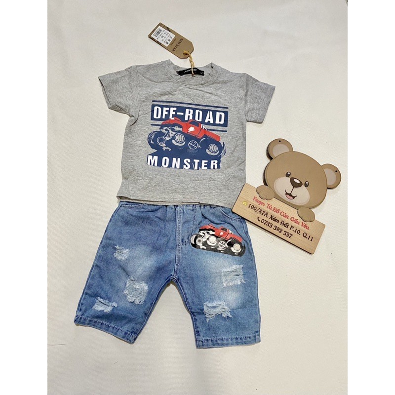 QCCC Set áo quần jean ôtô cho bé trai