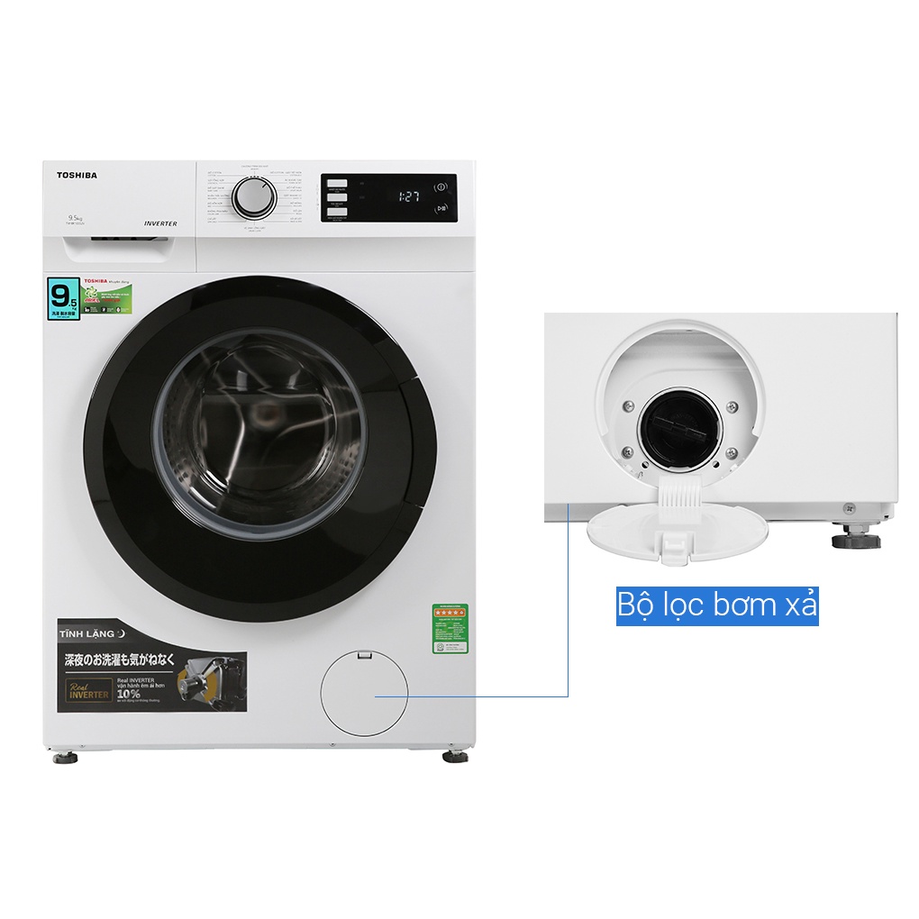 [Toshiba BK105S2V] Máy giặt Toshiba Inverter 9.5 Kg TW-BK105S2V(WS), Bảo hành chính hãng 24 tháng.