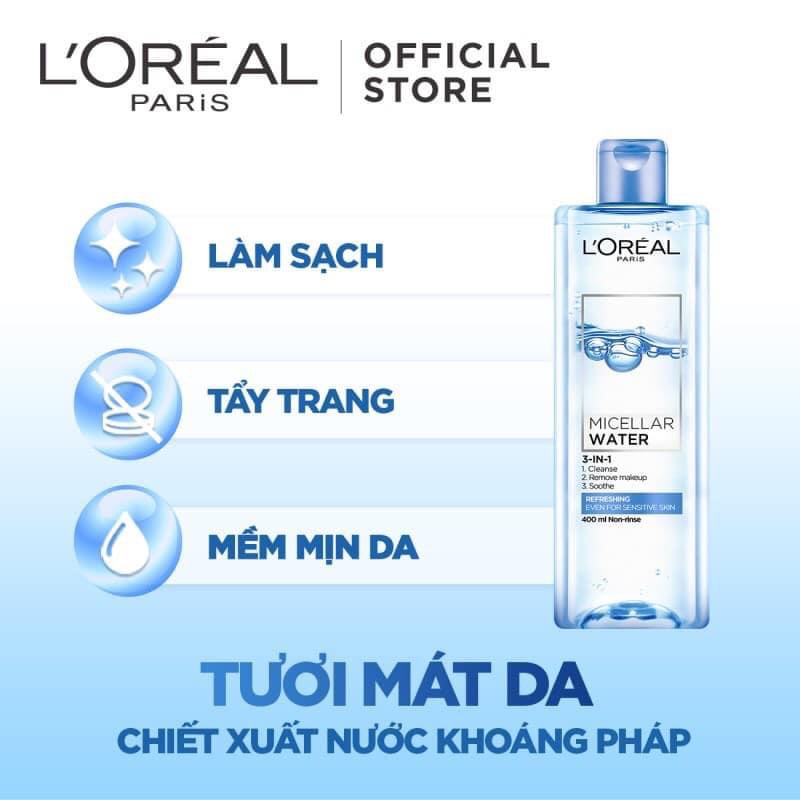Nước tẩy trang Loreal - L'Oreal Paris 3-in-1 Micellar Water - 400ml