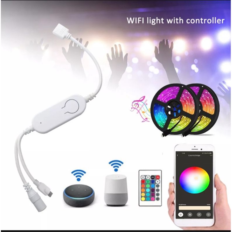 Điều Khiển LED 12V IR + WiFi RGB Tuya/SmartLife 4 chân .Tương Thích Google Home &  Amazon Alexa