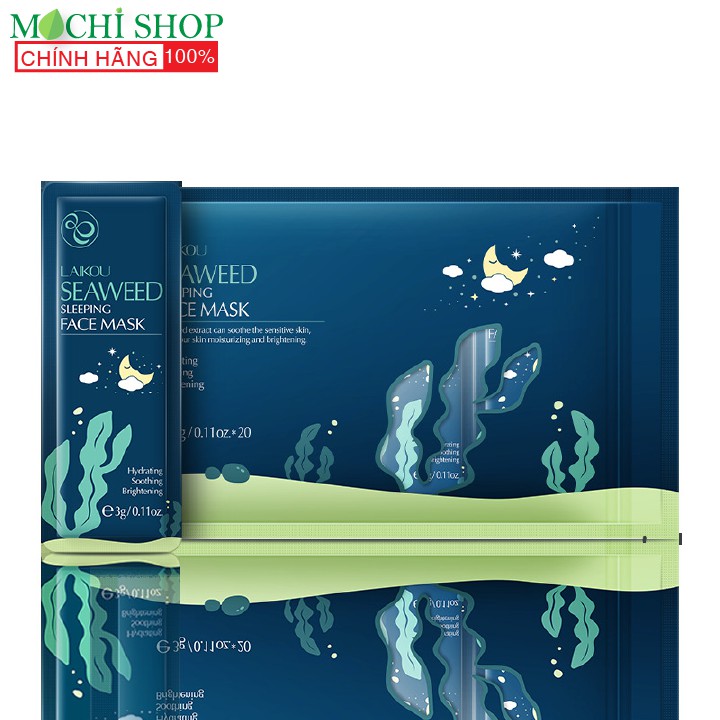 Mặt Nạ Ngủ Tảo Biển Dưỡng Trắng Da Cấp Ẩm Ngừa Mụn Mask Rong Biển Seaweed Laikou Nội Địa MOCHI SHOP Nha Đam Lô Hội