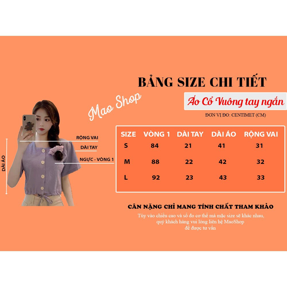 Áo Cổ Vuông tay ngắn ulzzang dáng croptop phối khuy độc đáo Hàn Quốc C51 - Maoshop | BigBuy360 - bigbuy360.vn
