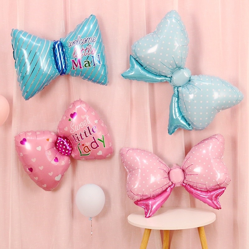 (90x62cm) Bóng tráng nhôm hình nơ tiểu thư trang trí sinh nhật cho bé