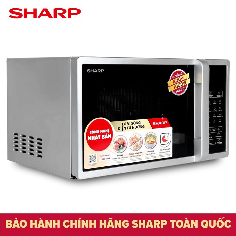 Lò vi sóng Sharp R-G372VN-S 23L, Bạc, Công suất 800W