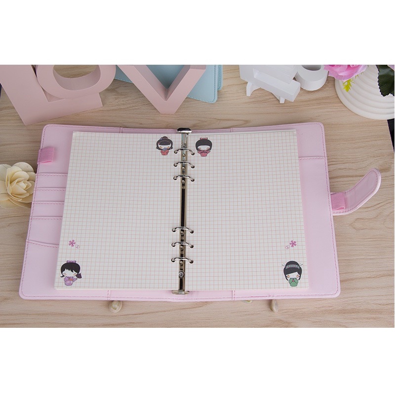 Sổ tay kế hoạch chi tiêu, đựng tiền A6 bìa da, tone pastel