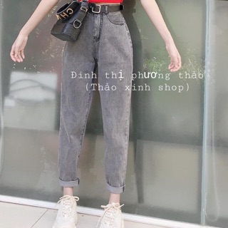Baggy jean trơn xám khói fullsize