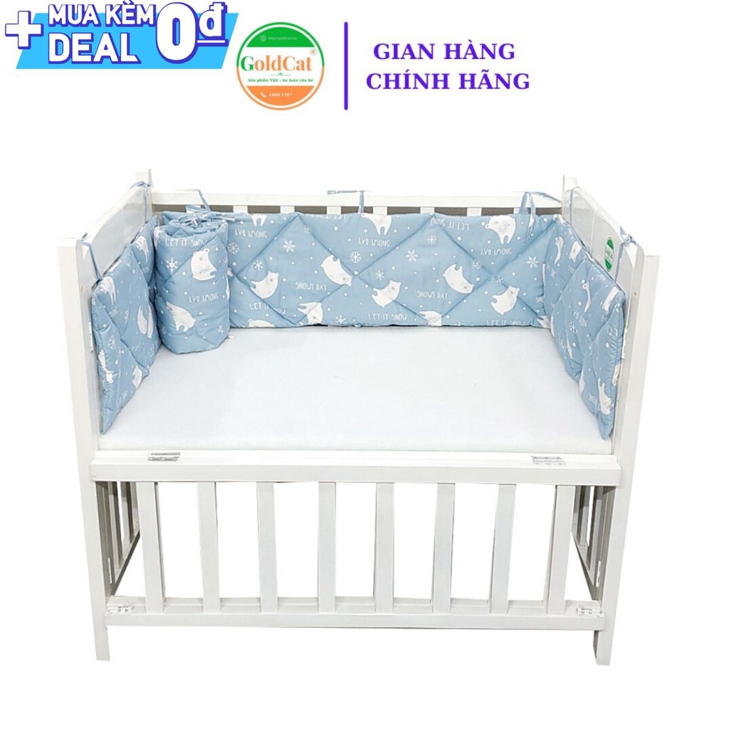 Bộ quây cũi cho bé Goldcat thiết kế 4 tấm thông minh, chất liệu cotton trần bông êm ái, sử dụng cho mọi loại cũi.