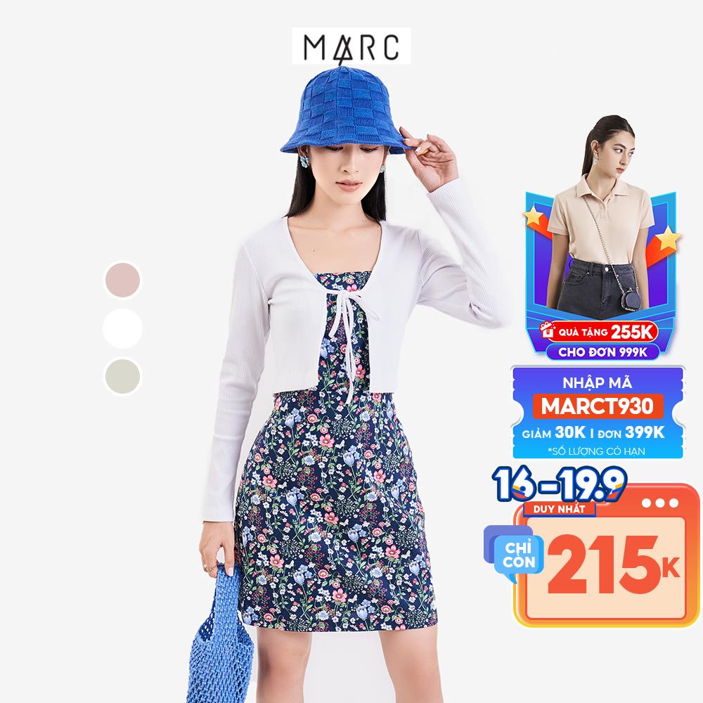Áo khoác cardigan dài tay nữ MARC FASHION thắt nơ cổ CBMH081922