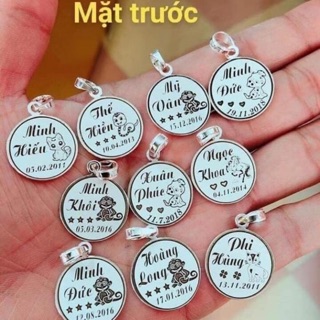 MẶT DÂY CHUYỀN BẠC KHẮC TÊN THEO YÊU CẦU CHO BÉ YÊU