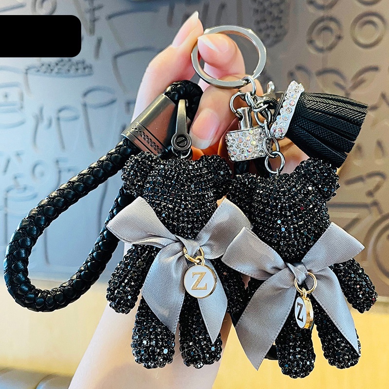 Móc Khóa Da Hình Gấu Đính Đá Thời Trang