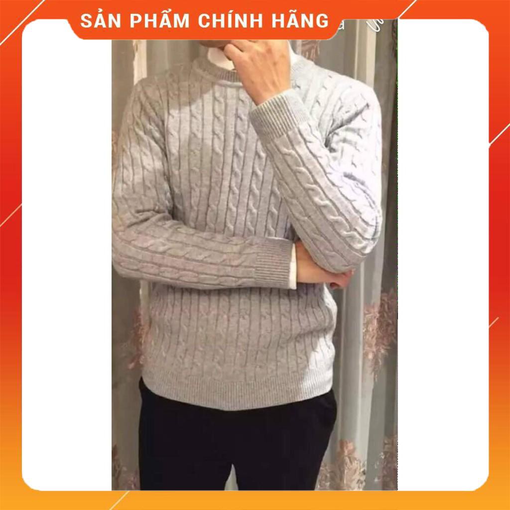 Áo len nam cổ tròn màu ghi chất liệu len đan vặn thừng dày dặn dáng vừa phù hợp cho cả nam và nữ _HÀNG VIỆT NAM