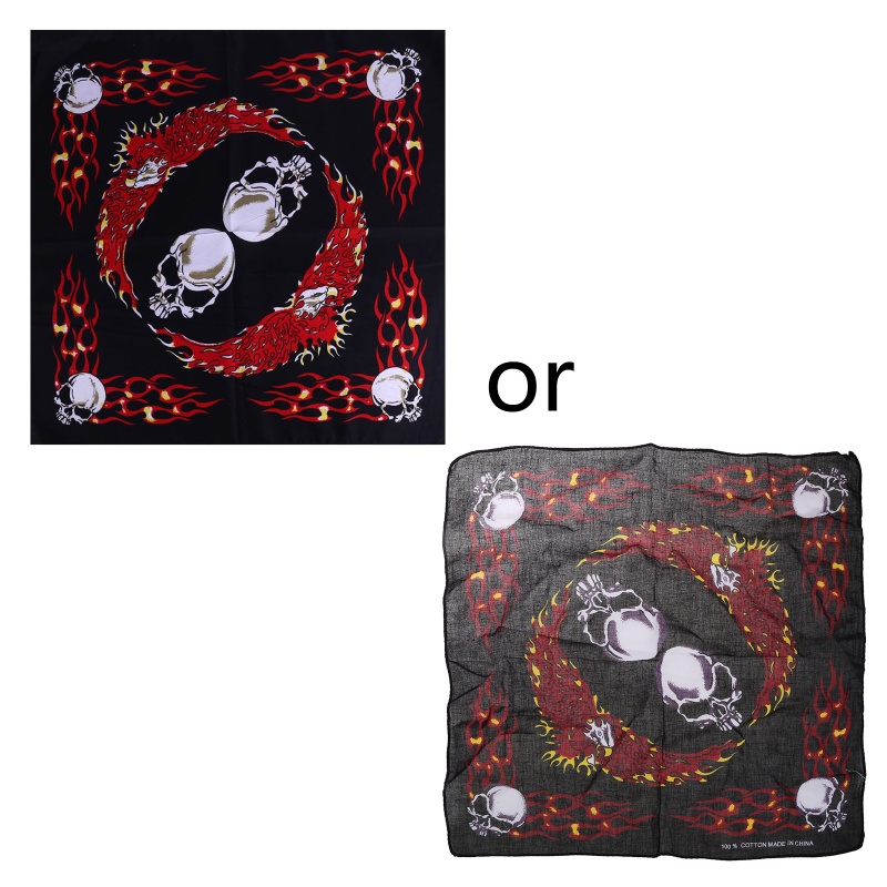 Khăn Vuông Trùm Đầu Bằng Cotton In Họa Tiết Đầu Lâu Đại Bàng Phong Cách Hip Hop Unisex