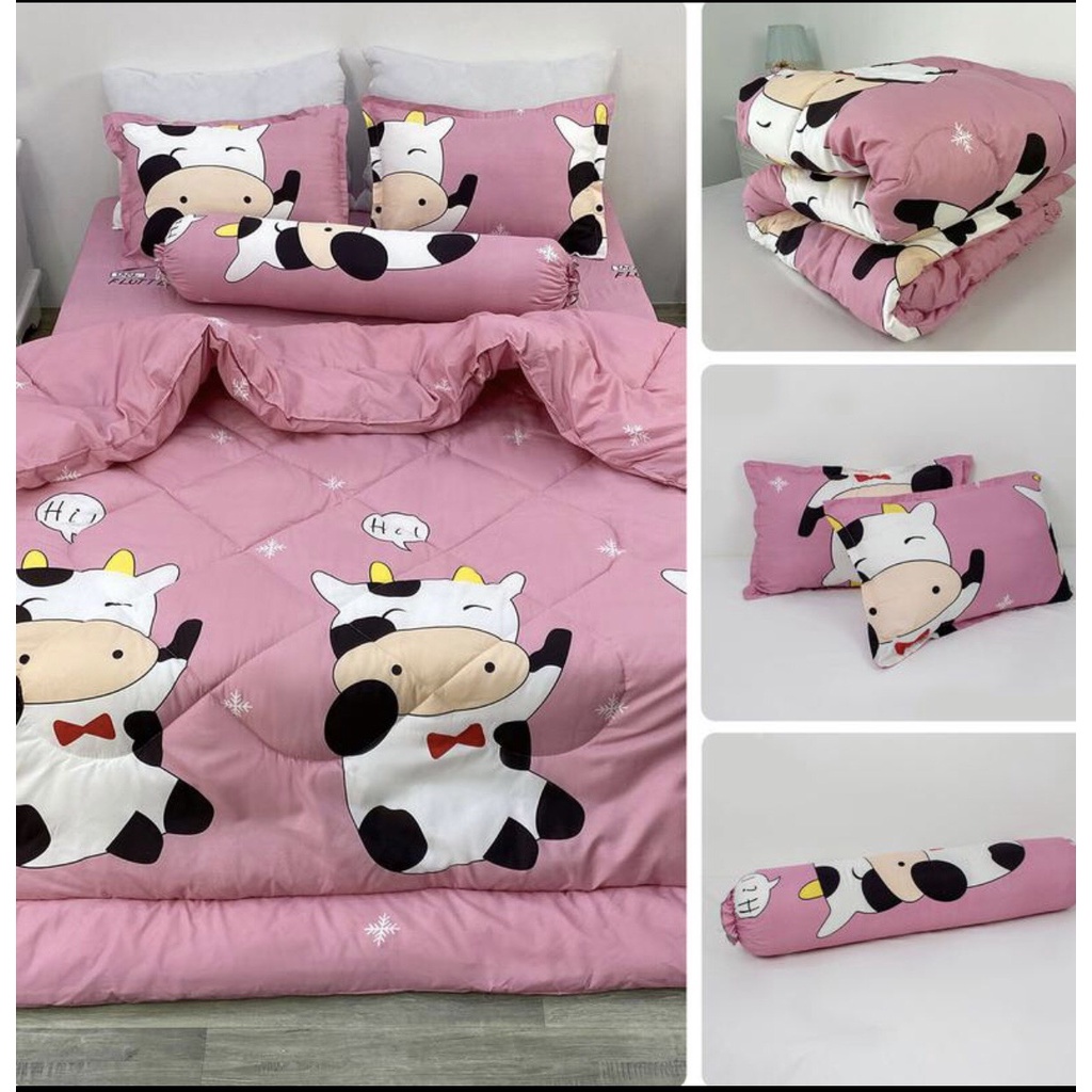 Bộ 5 món chăn ga gối cotton poly -kích thước 1m2x2m