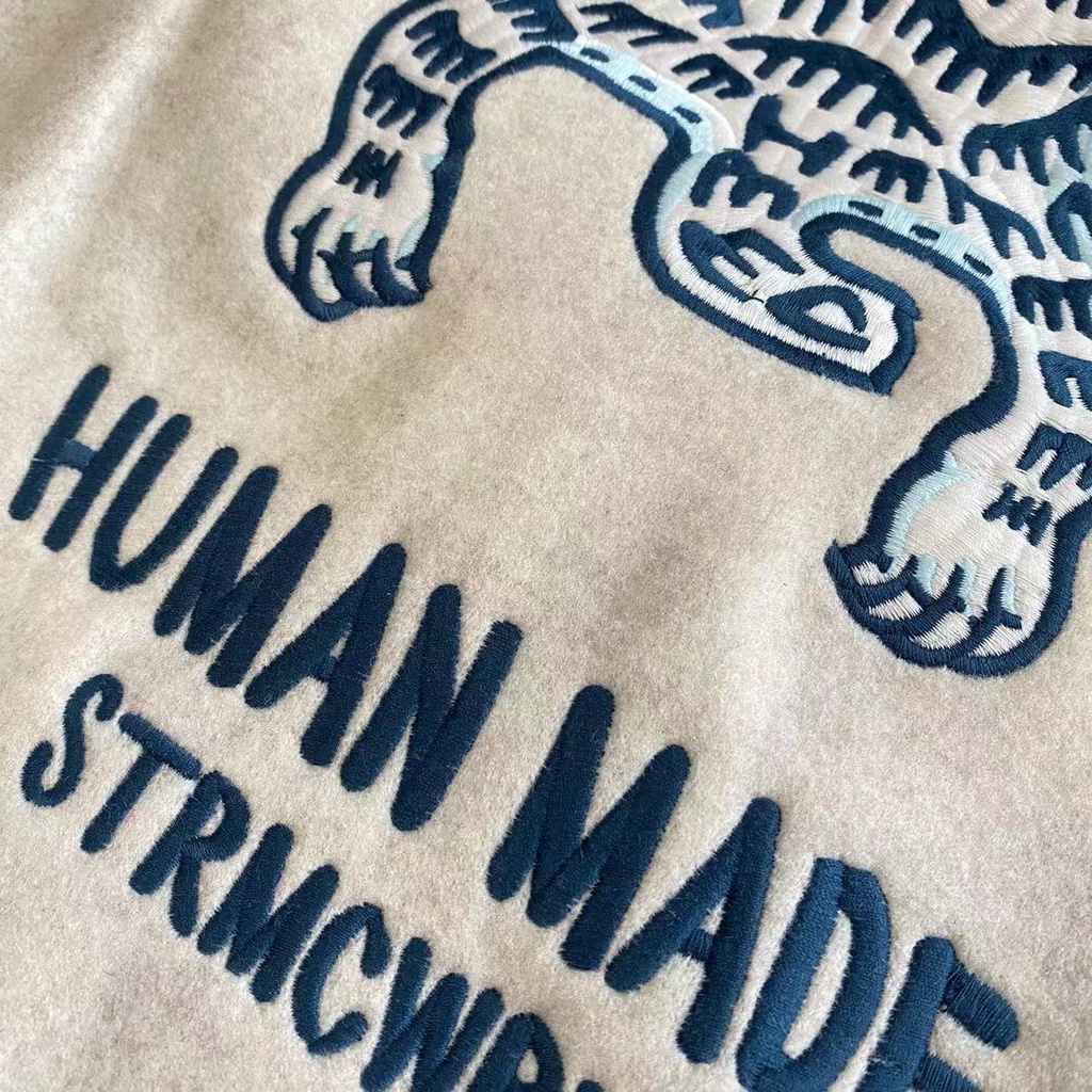 Áo Khoác Len Thêu Hình Hổ Trắng Phong Cách Preppy Retro Mỹ Cho Cặp Đôi