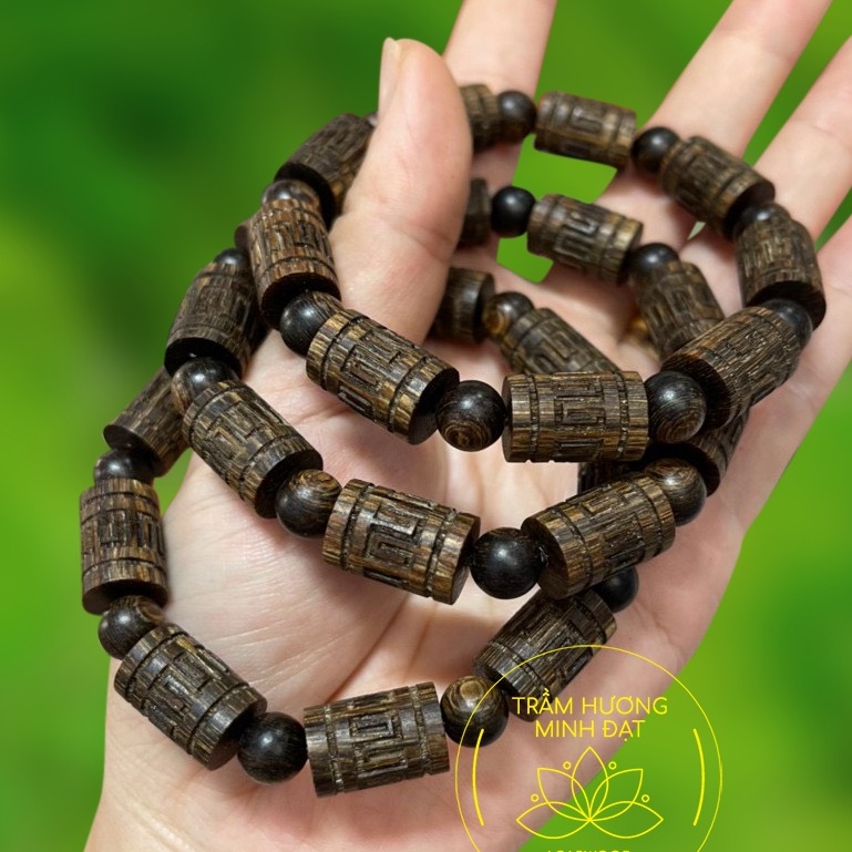 Vòng Trầm Hương Khắc Chú - Trầm Hương Sánh Chìm - Khắc Laze