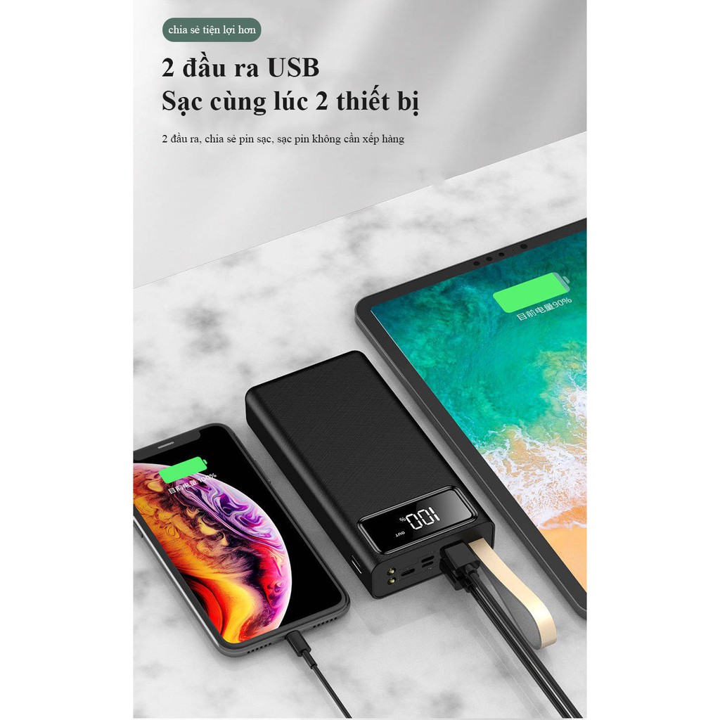 Pin sạc dự phòng 35000mAh DP-01 dung lượng cực lớn, 2 cổng USB ra, 3 cổng vào