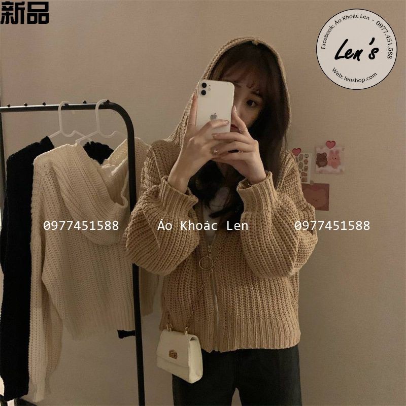 Áo Khoác Len Có Nón Len Dày, Áo Khoác Len Nữ