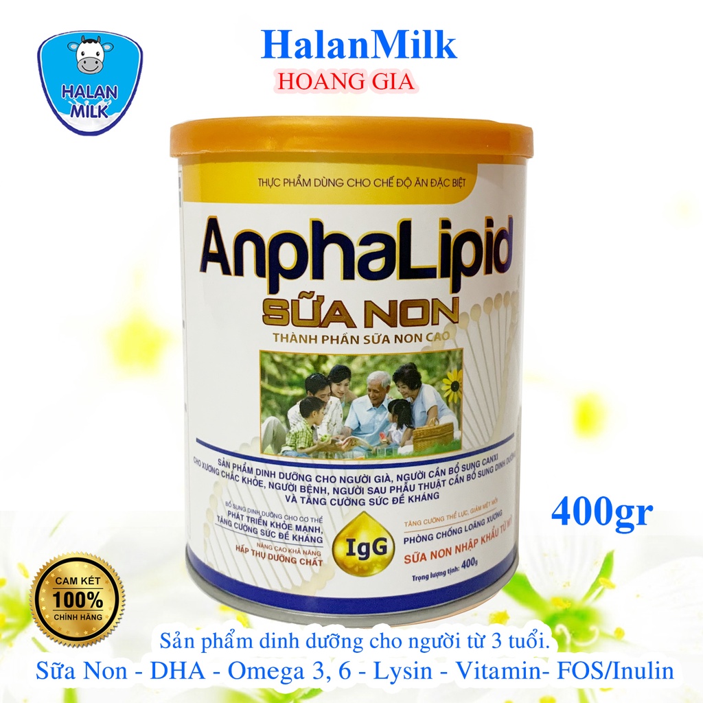 Sữa bột Anphalipid Sữa Non Halan Milk 400gr - Tăng sức đề kháng, chống loãng xương, giảm mệt mỏi