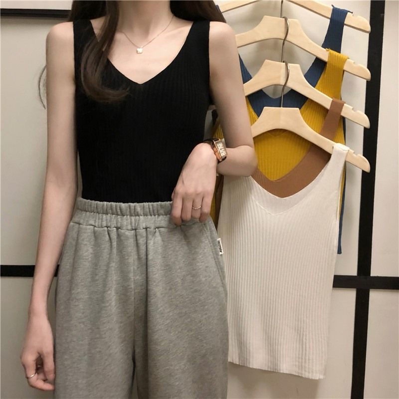 Large size women's clothing design sense, careful machine, pure color knitted suspenders, fat mm net red, wild loose sleeveless inner wear [posted on June 27]