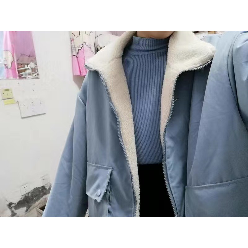 (sẵn hàng)Áo khoác lông cừu, áo phao form rộng mặc được 2 mặt phong cách uzzlang Hàn Quốc hàng loại 1 | BigBuy360 - bigbuy360.vn