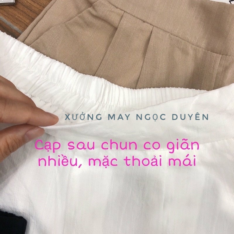 Quần short nữ lưng cao ống rộng xếp ly giả váy dáng quần đùi đũi nữ bigsize cạp cao lưng chun cá tính mặc đi biển ở nhà