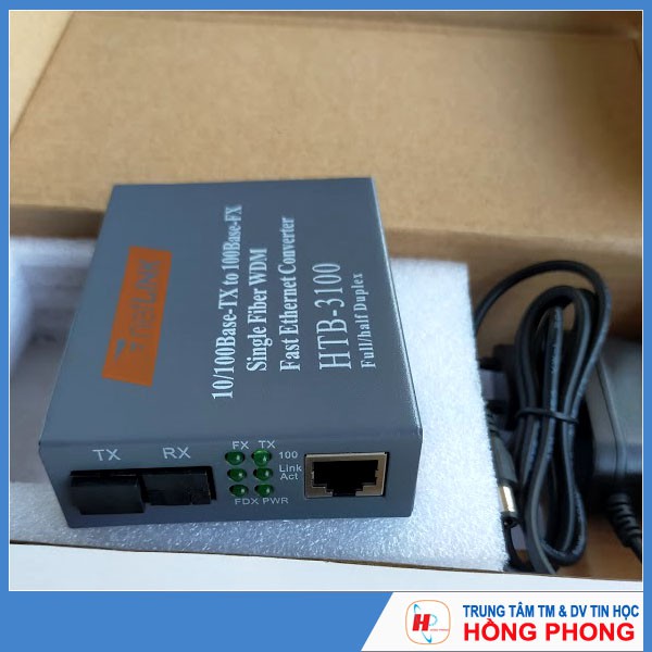 Converter Netlink HTB-3100AB Single-mode 25 km loại 1 sợi quang sử dụng cho Internet và Camera IP