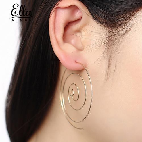 Ellastore lady RomanticGoldplated Earring Round Spiral Shape Earrings