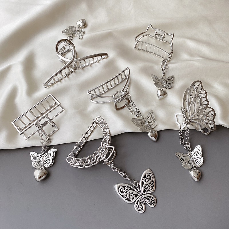 Kẹp tóc càng cua hình bướm bằng thép không gỉ thời trang Hàn Quốc