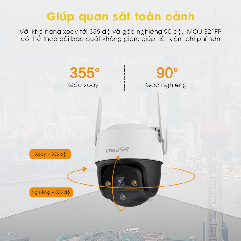 Camera Wifi Imou Cruiser S21FP Ngoài Trời Full HD 1080P, Có Màu Ban Đêm, Xoay 355 Độ