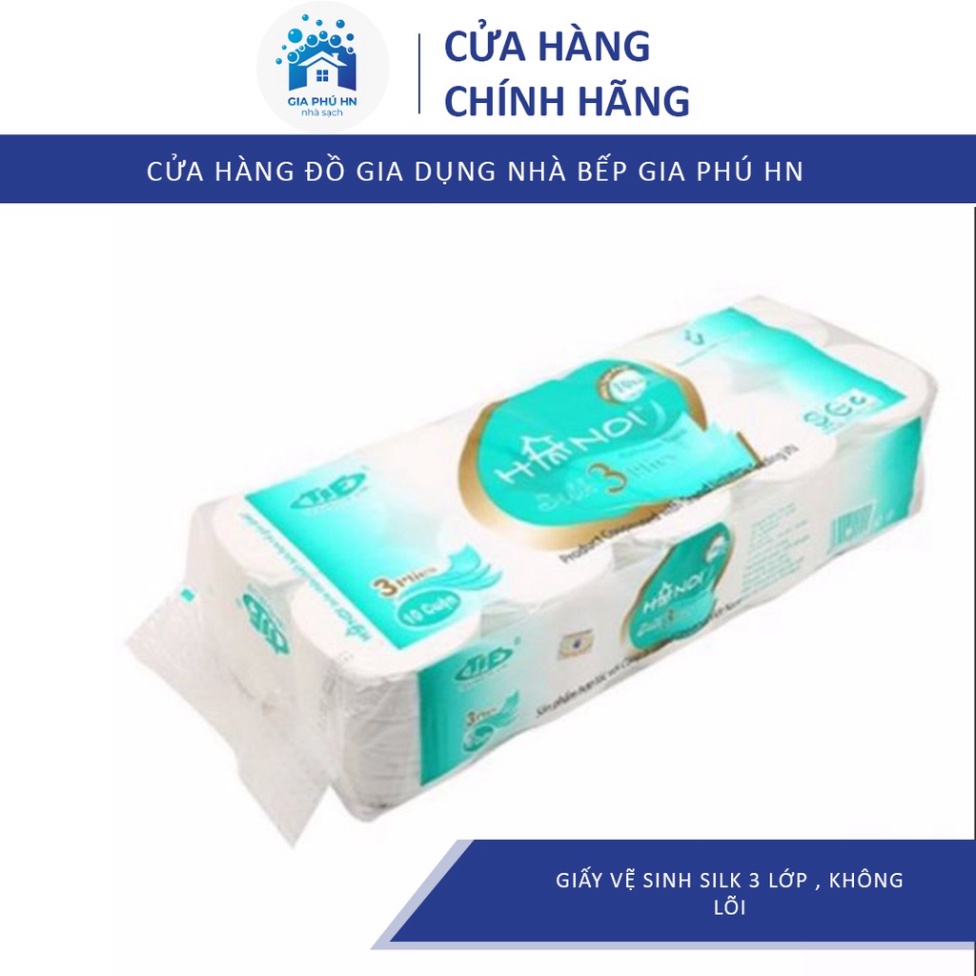 GIẤY VỆ SINH HÀ NỘI SILK 3 LỚP, DÀY DẶN, SIÊU DAI, LOẠI XANH KHÔNG LÕI