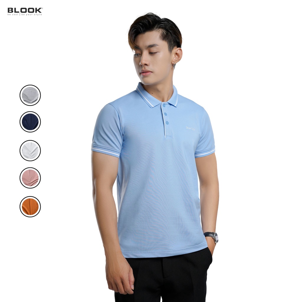 Áo polo nam slimfit BLOOK Vải thun cotton thêu logo đơn giản 33086