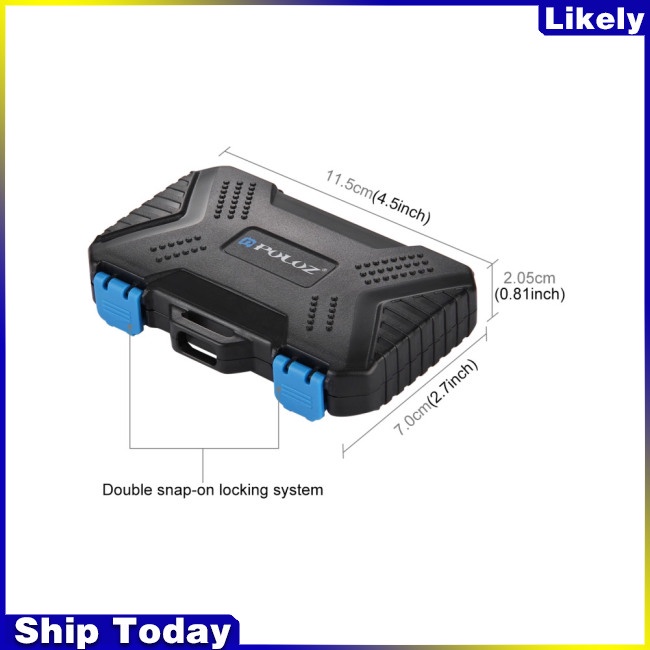 PULUZ Hộp Đựng Thẻ Nhớ TF CF SD SIM Chống Thấm Nước Chống Rơi Tiện Dụng