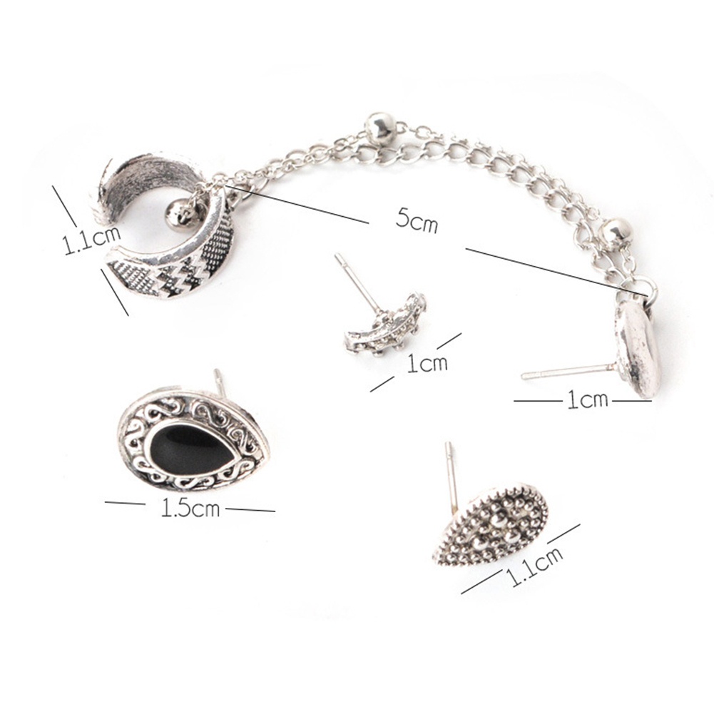 Set 4 bông tai hợp kim họa tiết cá tính cho nữ