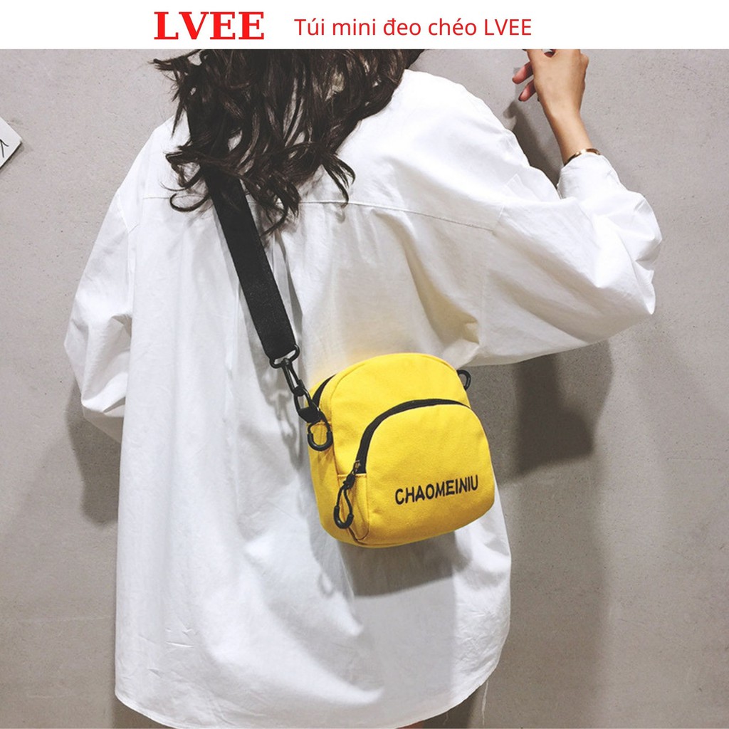 Túi mini đeo chéo LVEE vải tote quai bản to cute cực đẹp