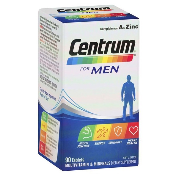 Bổ sung vitamin & khoáng chất cho nam dưới 50 tuổi - Centrum For Men complete A to ZinC 90 Tablets