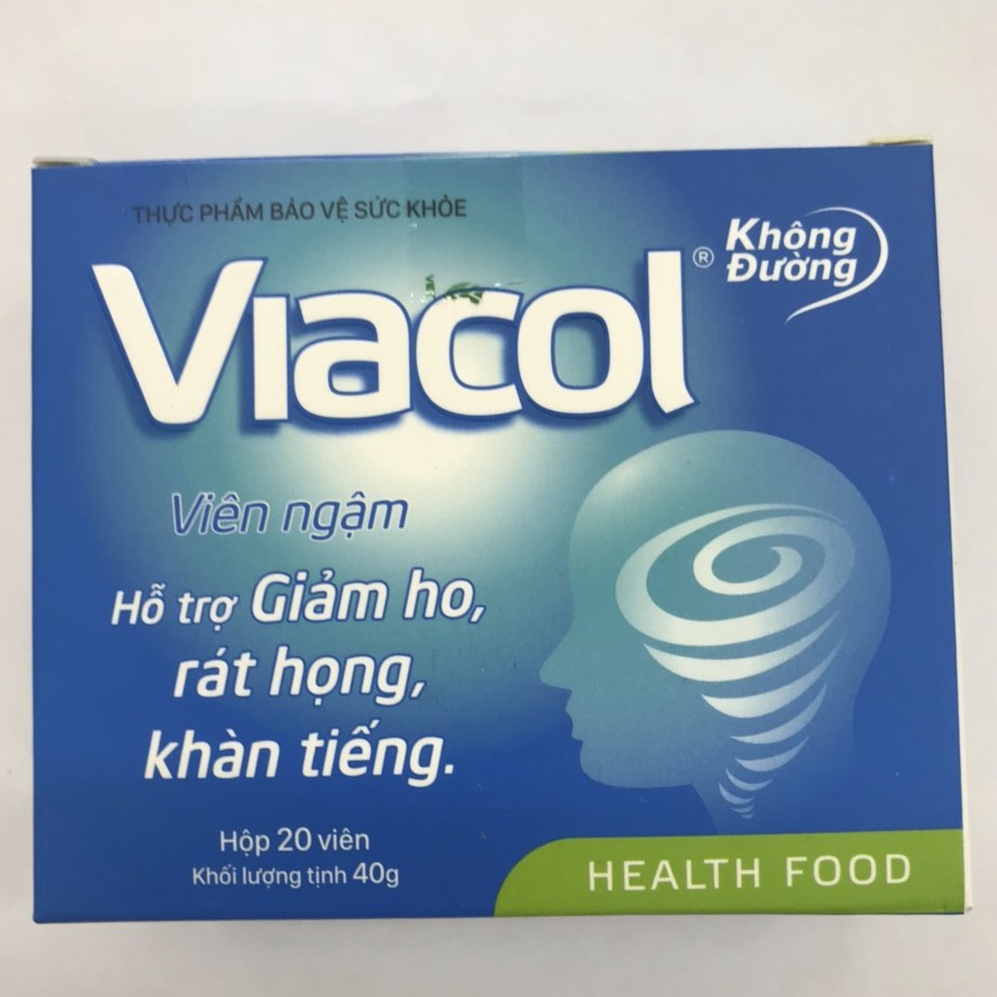 Viacol Viên Ngậm Không Đường Hộp 20 Viên Giúp Bổ Phổi, Giảm Ho, Đau Rát Họng, Khản Tiếng