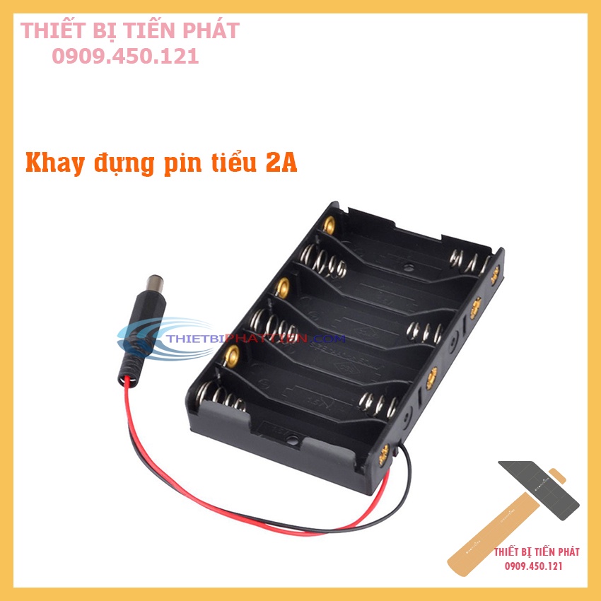 (GIÁ HỦY DIỆT) ĐẾ ĐỰNG PIN AA 6 CỤC + ĐẦU RA JACK 5MM ĐỰC