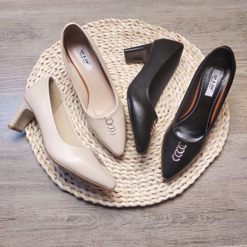 Ảnh thật - Giày cao gót đính hạt đế 6cm - Made in Vietnam