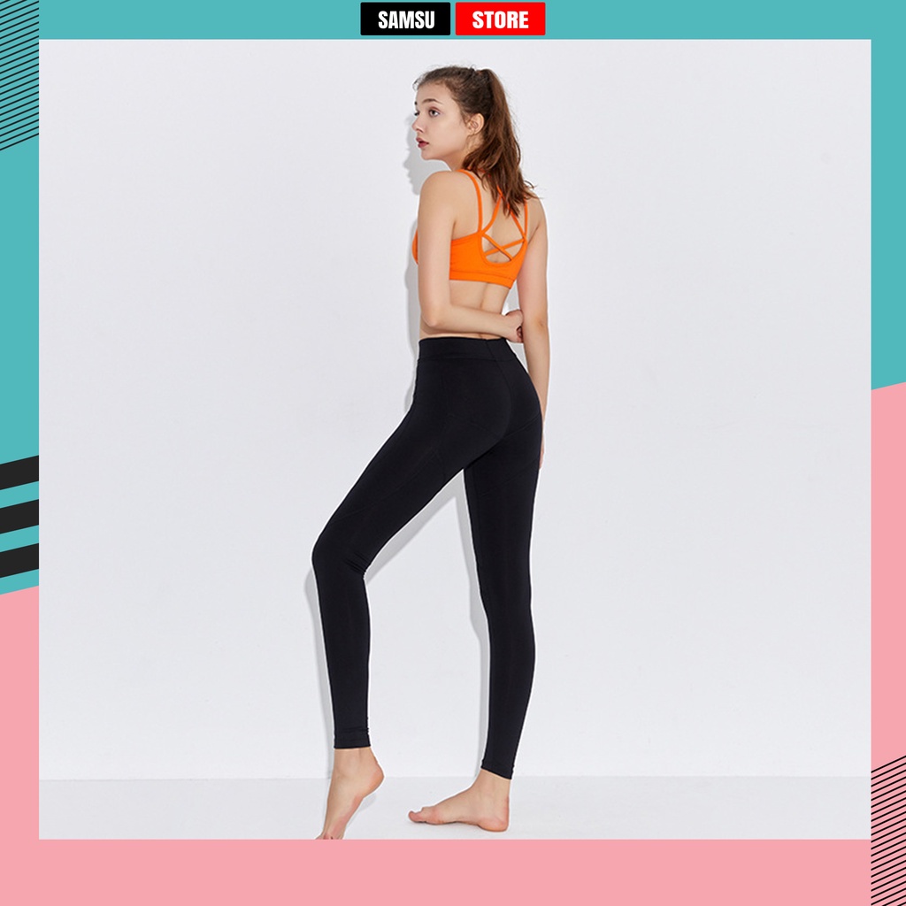 Quần legging nữ SamSu bigsize dài lưng cạp cao giữ nhiệt legging thun ôm bó vải dày dặn bigsize 40kg tới 100kg Q15